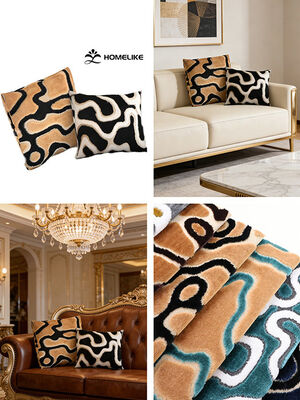 Abstract Curved Pattern Jacquard Velvet Fabric For Sofa