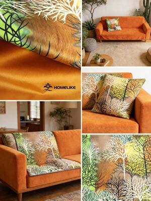 Vacation Rental-style Abstract Trees Printed Velvet for Sofa