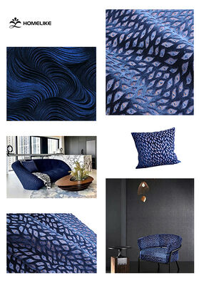 Deep Ocean Blue Three-Dimensional Diamond Jacquard Velvet For Sofa