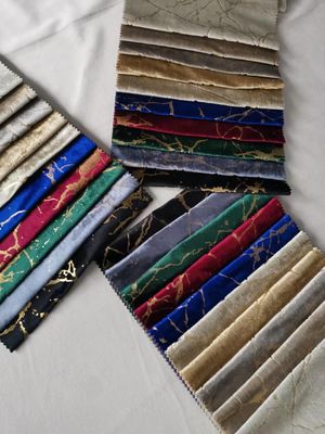Soft Wrinkle Resistant Foiled Velvet Fabric Metallic Foil Fabric High Density