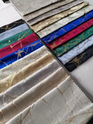 Soft Wrinkle Resistant Foiled Velvet Fabric Metallic Foil Fabric High Density