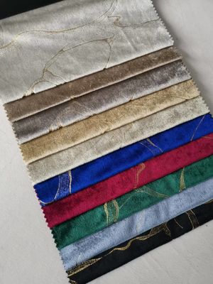 Bronze Floral Print Velvet Fabric Polyester With Knitted Technics Customized Color
