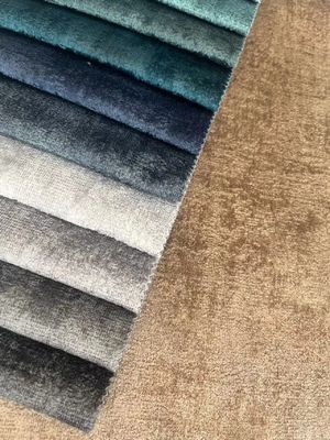 Blue Embossed Polyester Fabric Velvet Upholstery Fabric For Sofa