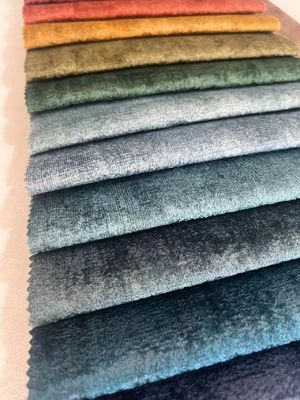 Blue Embossed Polyester Fabric Velvet Upholstery Fabric For Sofa