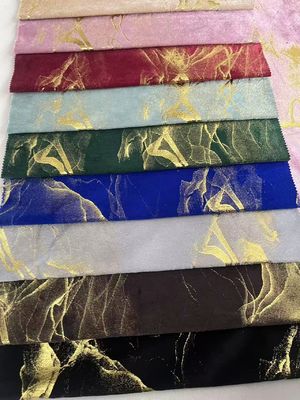 Luxury Velvet Curtain Fabric 100% Polyester Knitted Gold Foil Bronzing