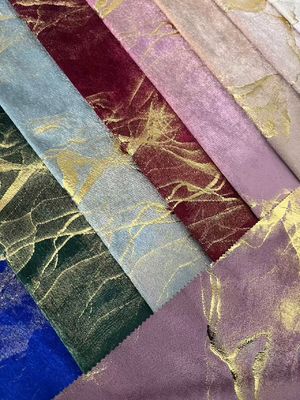 Luxury Velvet Curtain Fabric 100% Polyester Knitted Gold Foil Bronzing