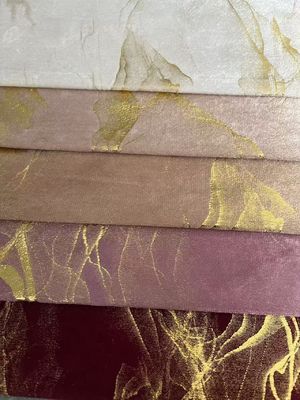 Luxury Velvet Curtain Fabric 100% Polyester Knitted Gold Foil Bronzing