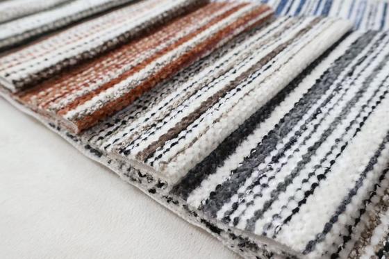 High Quality New Plain 100% Polyester Jacquard Stripe Blended Woven Chenille Sofa & Curtain Fabric Home Textile