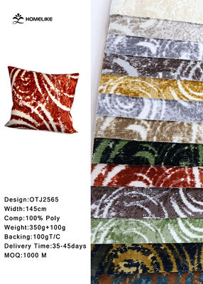 100% Polyester Luxury Matcha Green Circular Jacquard Velvet Pattern Fabric