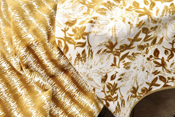 550gsm Liquid Gold Floral Jacquard Velvet - Home Textile Grade