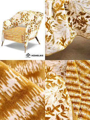 550gsm Liquid Gold Floral Jacquard Velvet - Home Textile Grade
