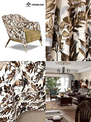Luxury Vintage Leaves Pattern Jacquard Velvet Fabric For Sofa