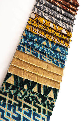 Wild Leopard Geometric Jacquard Velvet Fabric For Sofa