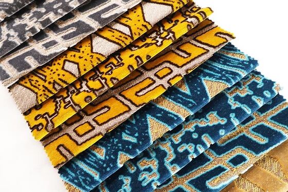 Wild Leopard Geometric Jacquard Velvet Fabric For Sofa