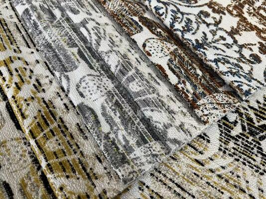 Golden Woven Jacquard Fabric For Sofa 430GSM Woven Sofa Fabric With Luxury Golden