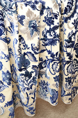Oriental-style Blue And White Porcelain Patterns Jacquard Velvet For Sofa
