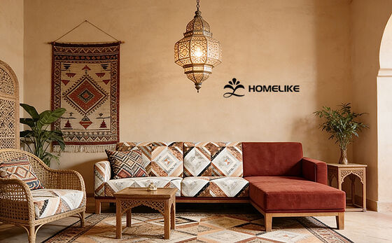 North African Style Geometric Printed Velvet (California) for Sofa