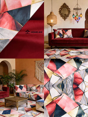 Mediterranean Style Geometric Printed Velvet Fabric For Sofa