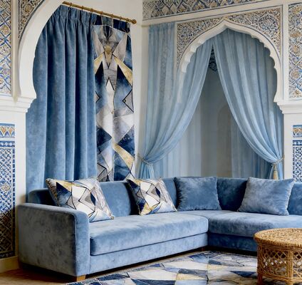 Mediterranean Style Geometric Printed Velvet Fabric For Sofa