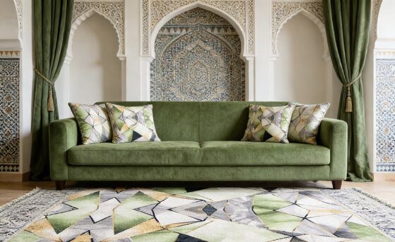 Mediterranean Style Geometric Printed Velvet Fabric For Sofa