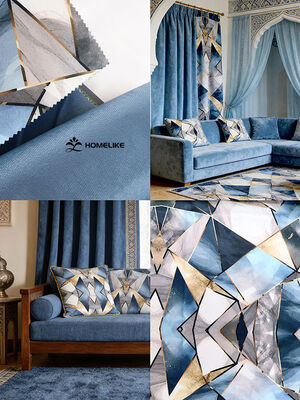 Mediterranean Style Geometric Printed Velvet Fabric For Sofa