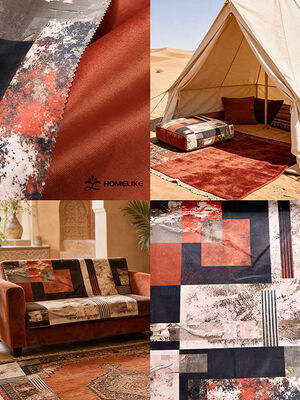 Desert Bedouin Style Geometric Patchwork Print Sofa Fabric