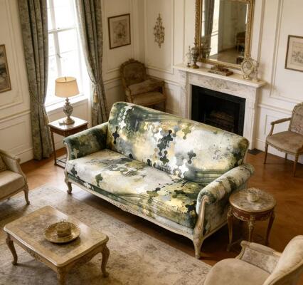 Italian Renaissance-Inspired European Vintage Printed Velvet for Furniture