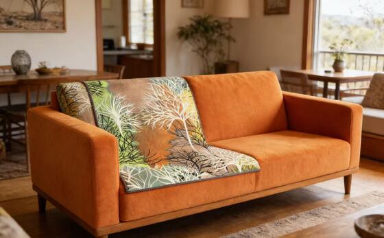 Vacation Rental-style Abstract Trees Printed Velvet for Sofa