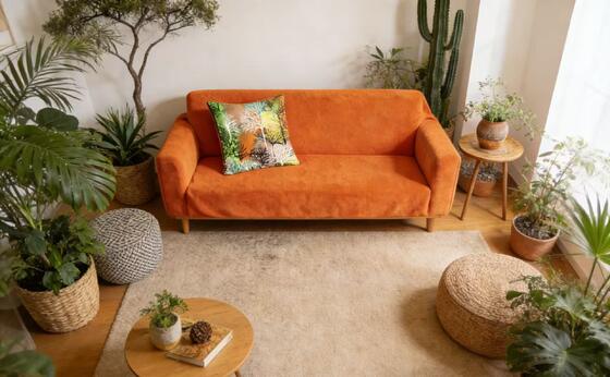 Vacation Rental-style Abstract Trees Printed Velvet for Sofa