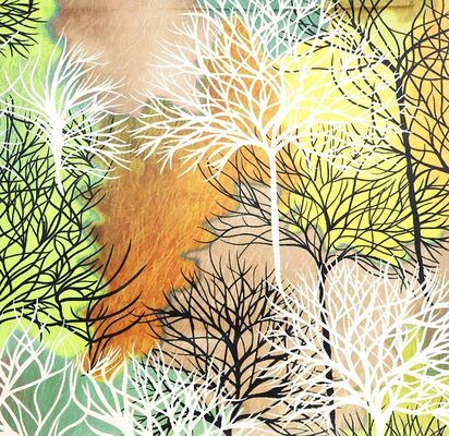 Vacation Rental-style Abstract Trees Printed Velvet for Sofa