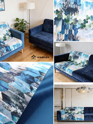 Modern Light Luxury Abstract Art Style Print Velvet For Sofa