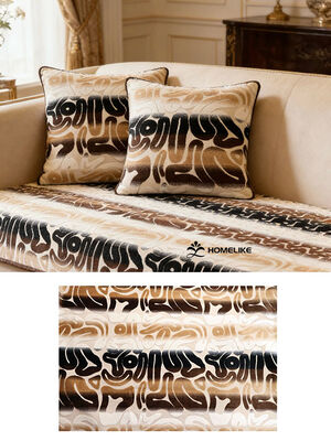 Gradient Geometric Jacquard Velvet with Color Stripes---Homelike
