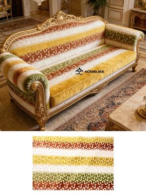 Gradient Geometric Jacquard Velvet with Color Stripes---Homelike