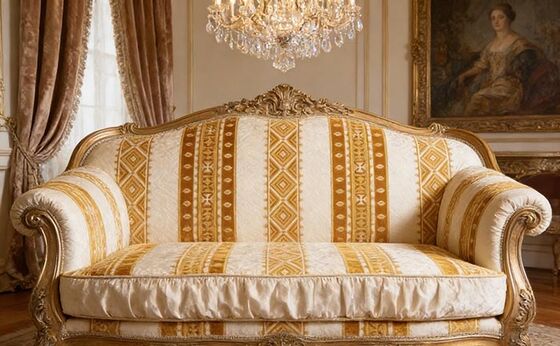 Two-tone Court-style Geometric Jacquard Velvet For Sofa