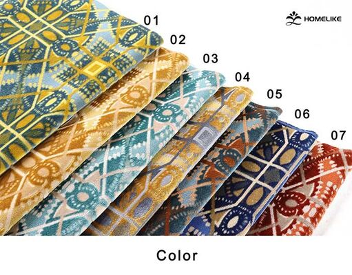 Two-tone Court-style Geometric Jacquard Velvet For Sofa