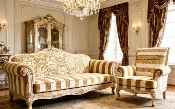 Two-tone Court-style Geometric Jacquard Velvet For Sofa