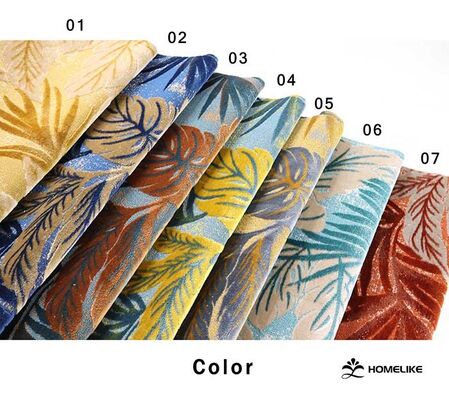 100% Polyester Luxury Tropical Leaf Jacquard Velvet For Sofa