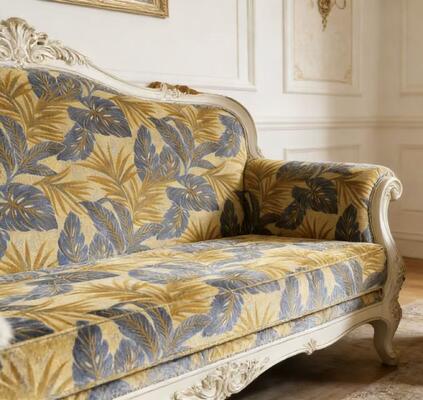 100% Polyester Luxury Tropical Leaf Jacquard Velvet For Sofa