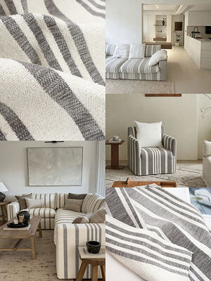 Relaxed Aesthetic Nordic-Style Striped Chenille Sofa Fabric