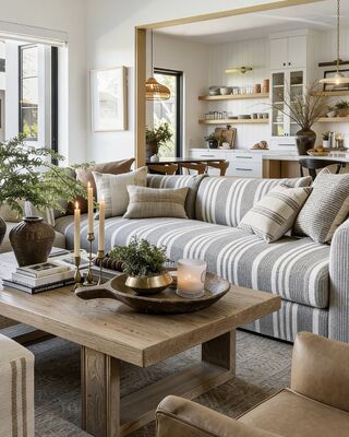 Relaxed Aesthetic Nordic-Style Striped Chenille Sofa Fabric