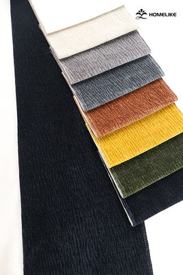 Vertical Wavy Texture / Undulating Wave Texture Chenille Fabric For Sofa