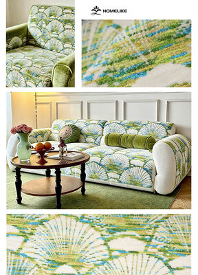 Whisper of Green Fan | French Style High-End Custom Chenille Sofa Fabric