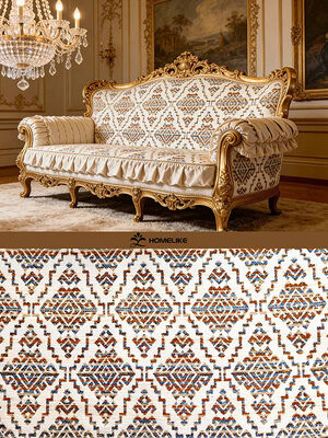 Luxury Gold Thread Jacquard Chenille Fabric - European Palace Style