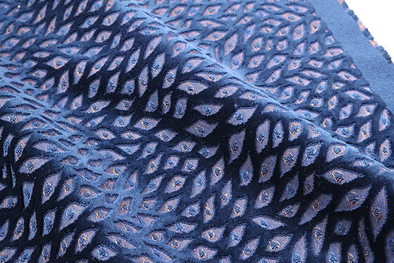 Deep Ocean Blue Three-Dimensional Diamond Jacquard Velvet For Sofa