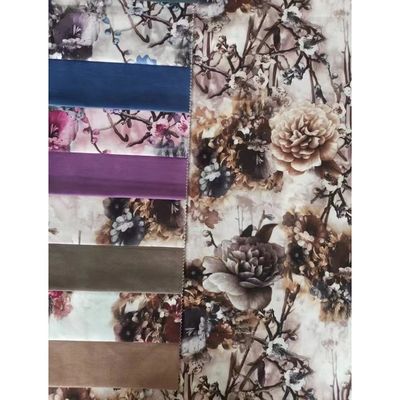 Shrink Resistant Customized Digital Flower Print Fabric Patterned Velvet Upholstery Fabric
