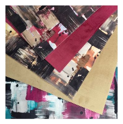 Anti Static Colorful Digital Print Upholstery Fabric Printed Velvet Upholstery Fabric