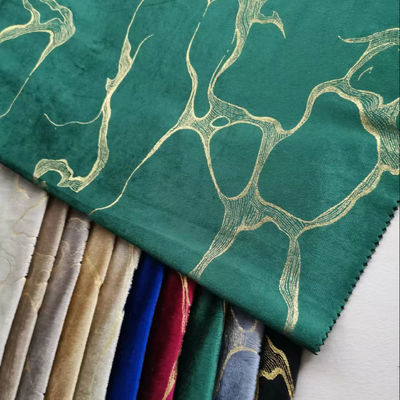 Bronze Floral Print Velvet Fabric Polyester With Knitted Technics Customized Color